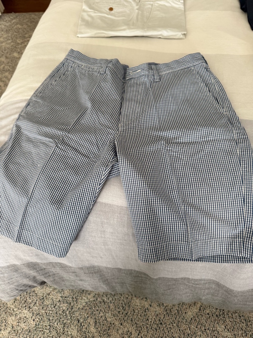J. Crew Navy and White Seersucker Check Men’s Shorts
